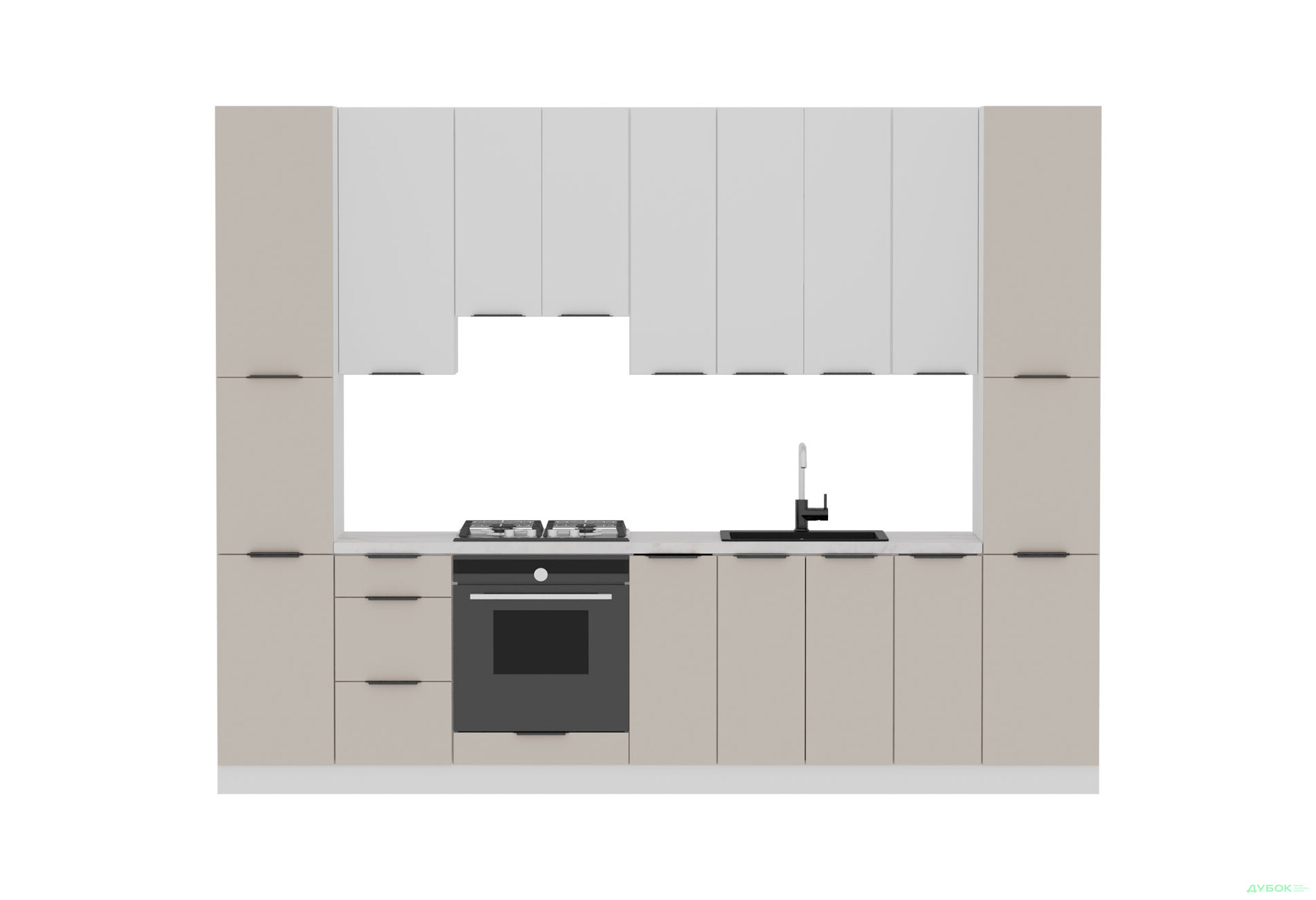 Кухня Флет Люкс 3.0 VIP-master, низ - білий / беж мат, верх - білий / білий мат - Зображення 3 Зображення 3 - Кухня Флет Люкс 3.0 VIP-master, низ - білий / беж мат, верх - білий / білий мат