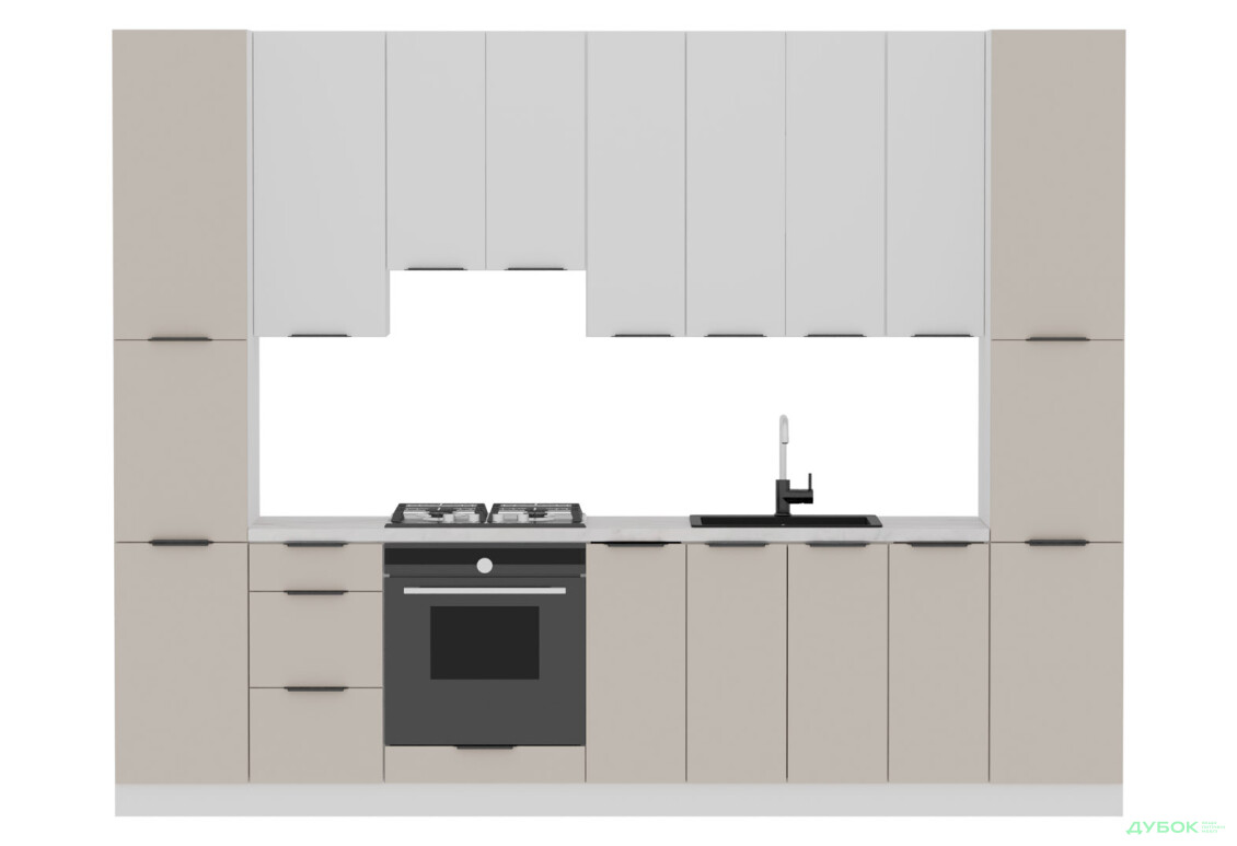 Кухня Флет Люкс 3.0 VIP-master, низ - білий / беж мат, верх - білий / білий мат - Зображення 3 Зображення 3 - Кухня Флет Люкс 3.0 VIP-master, низ - білий / беж мат, верх - білий / білий мат