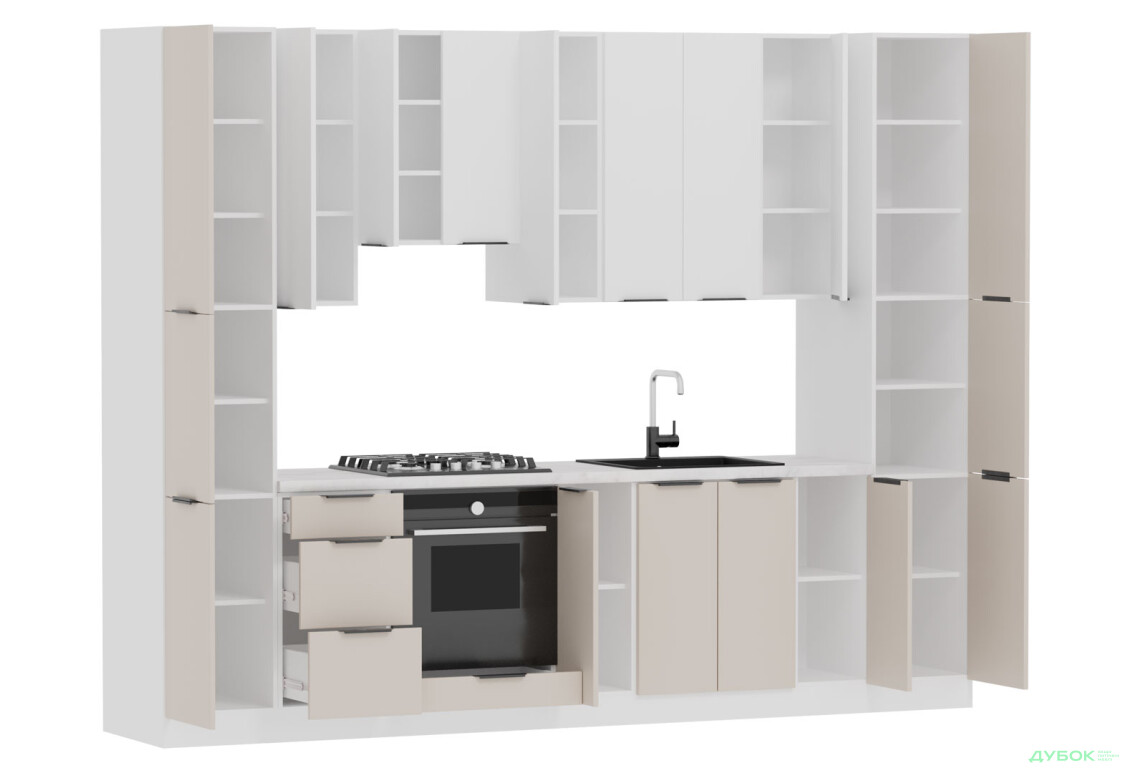 Кухня Флет Люкс 3.0 VIP-master, низ - білий / беж мат, верх - білий / білий мат - Зображення 4 Зображення 4 - Кухня Флет Люкс 3.0 VIP-master, низ - білий / беж мат, верх - білий / білий мат