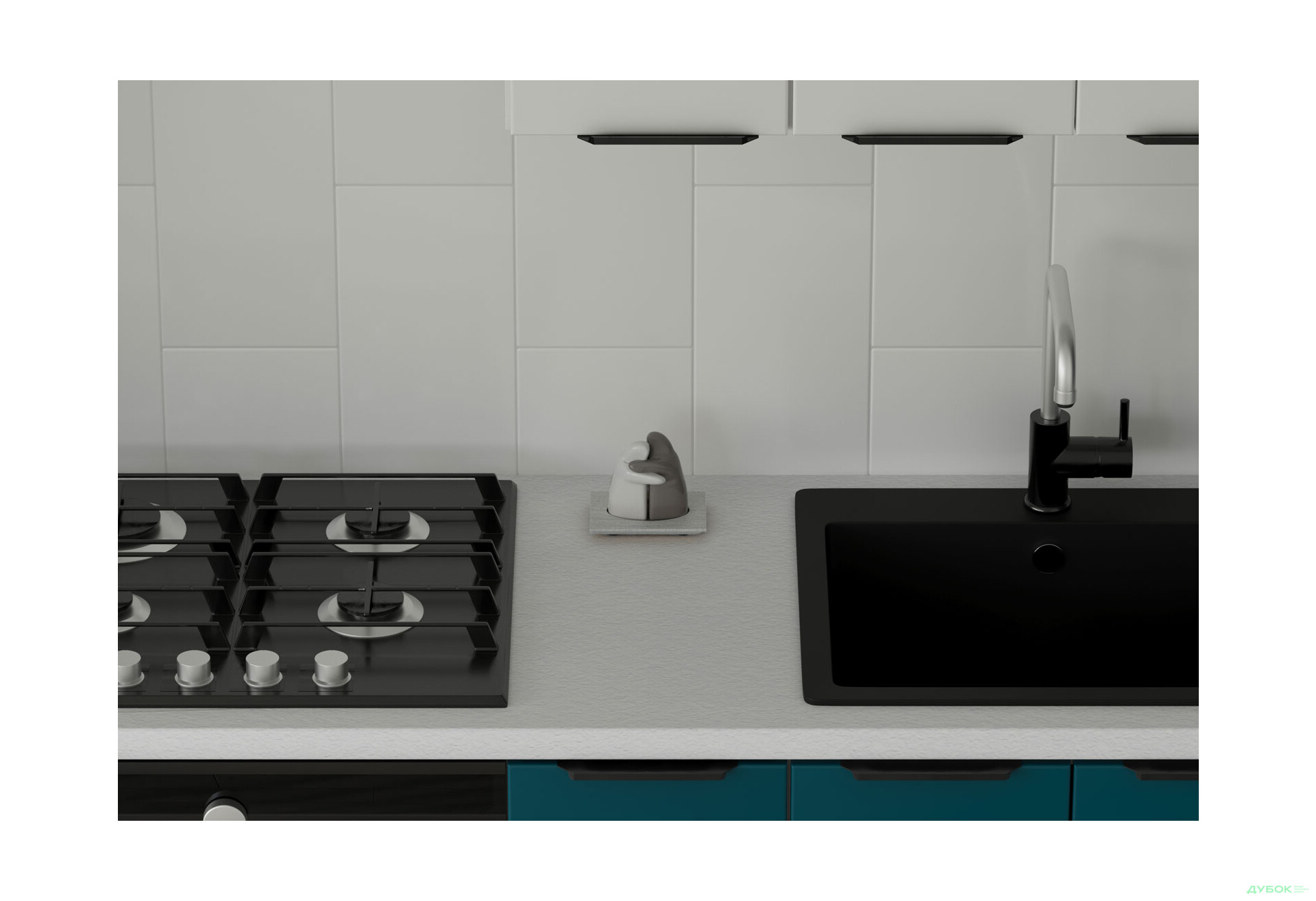 Кухня Флет Люкс 3.0 VIP-master, низ - білий / темно-зелений мат, верх - білий / білий мат - Зображення 2 Зображення 2 - Кухня Флет Люкс 3.0 VIP-master, низ - білий / темно-зелений мат, верх - білий / білий мат