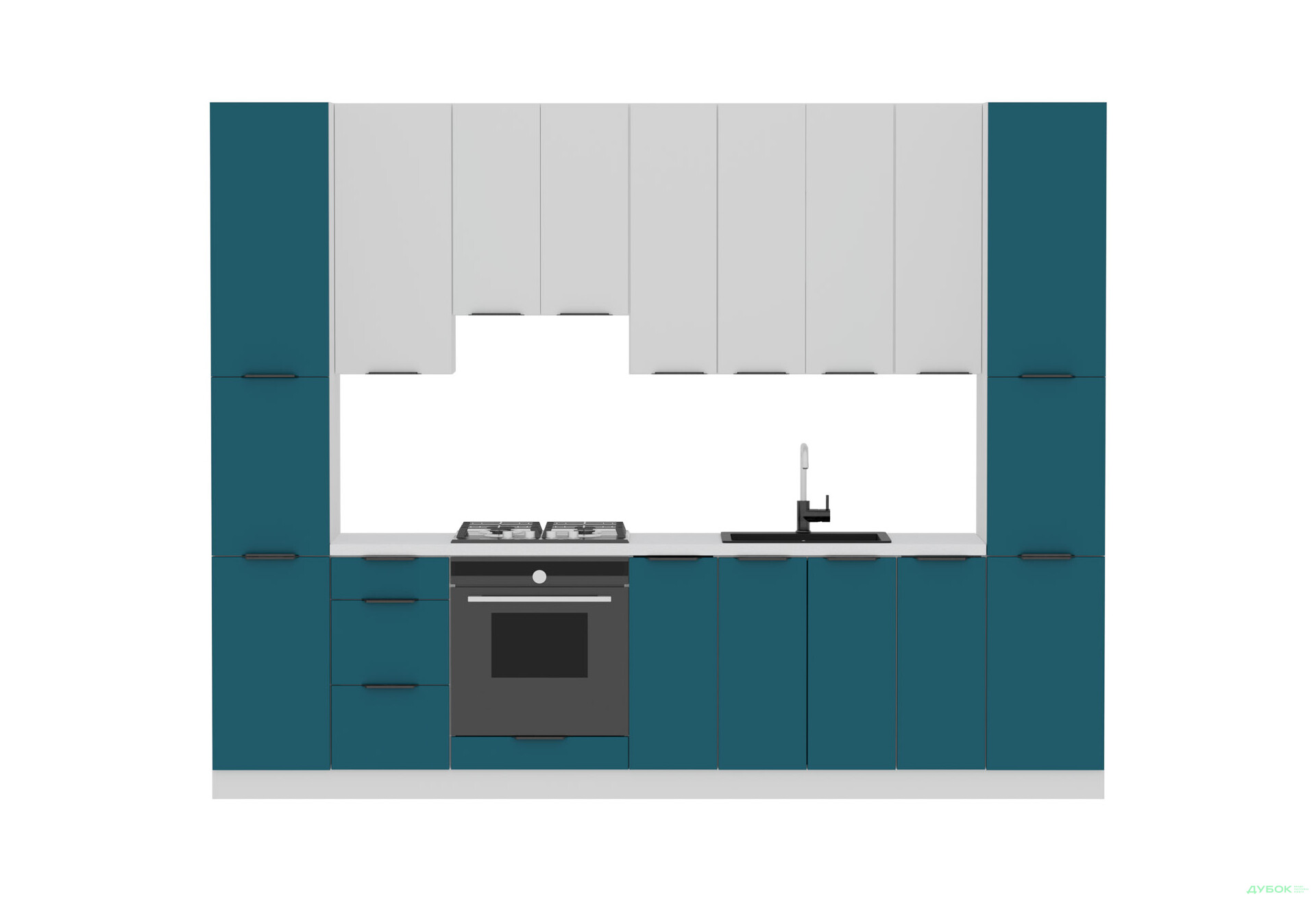 Кухня Флет Люкс 3.0 VIP-master, низ - білий / темно-зелений мат, верх - білий / білий мат - Зображення 3 Зображення 3 - Кухня Флет Люкс 3.0 VIP-master, низ - білий / темно-зелений мат, верх - білий / білий мат