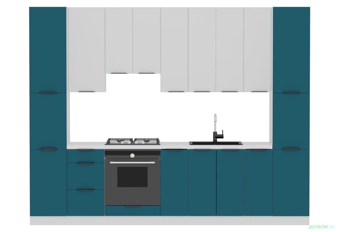 Кухня Флет Люкс 3.0 VIP-master, низ - білий / темно-зелений мат, верх - білий / білий мат - Зображення 3 Зображення 3 - Кухня Флет Люкс 3.0 VIP-master, низ - білий / темно-зелений мат, верх - білий / білий мат