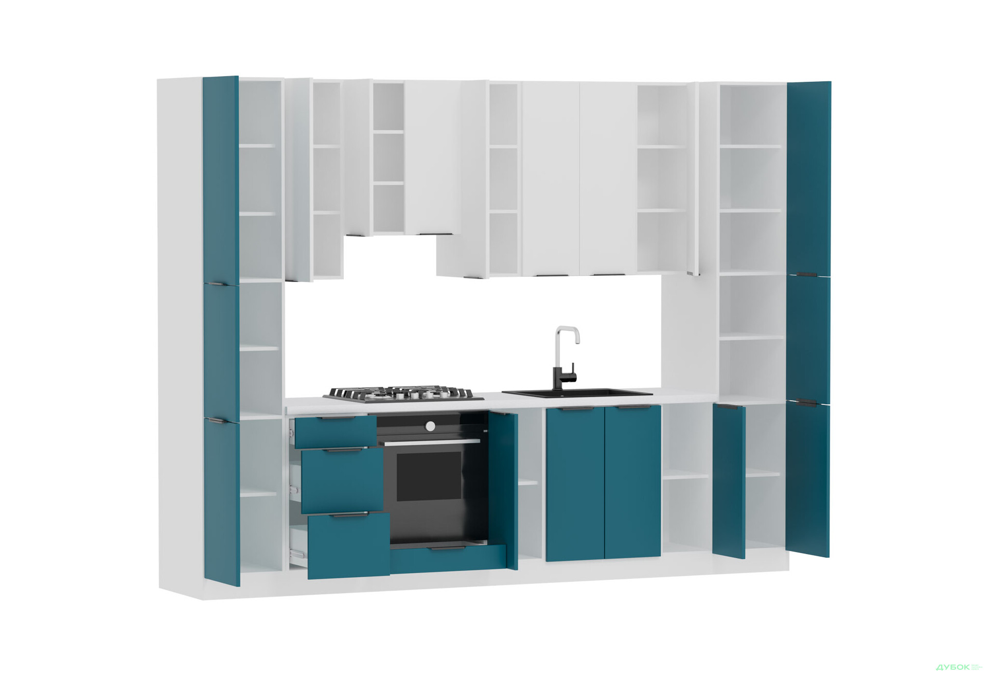 Кухня Флет Люкс 3.0 VIP-master, низ - білий / темно-зелений мат, верх - білий / білий мат - Зображення 4 Зображення 4 - Кухня Флет Люкс 3.0 VIP-master, низ - білий / темно-зелений мат, верх - білий / білий мат