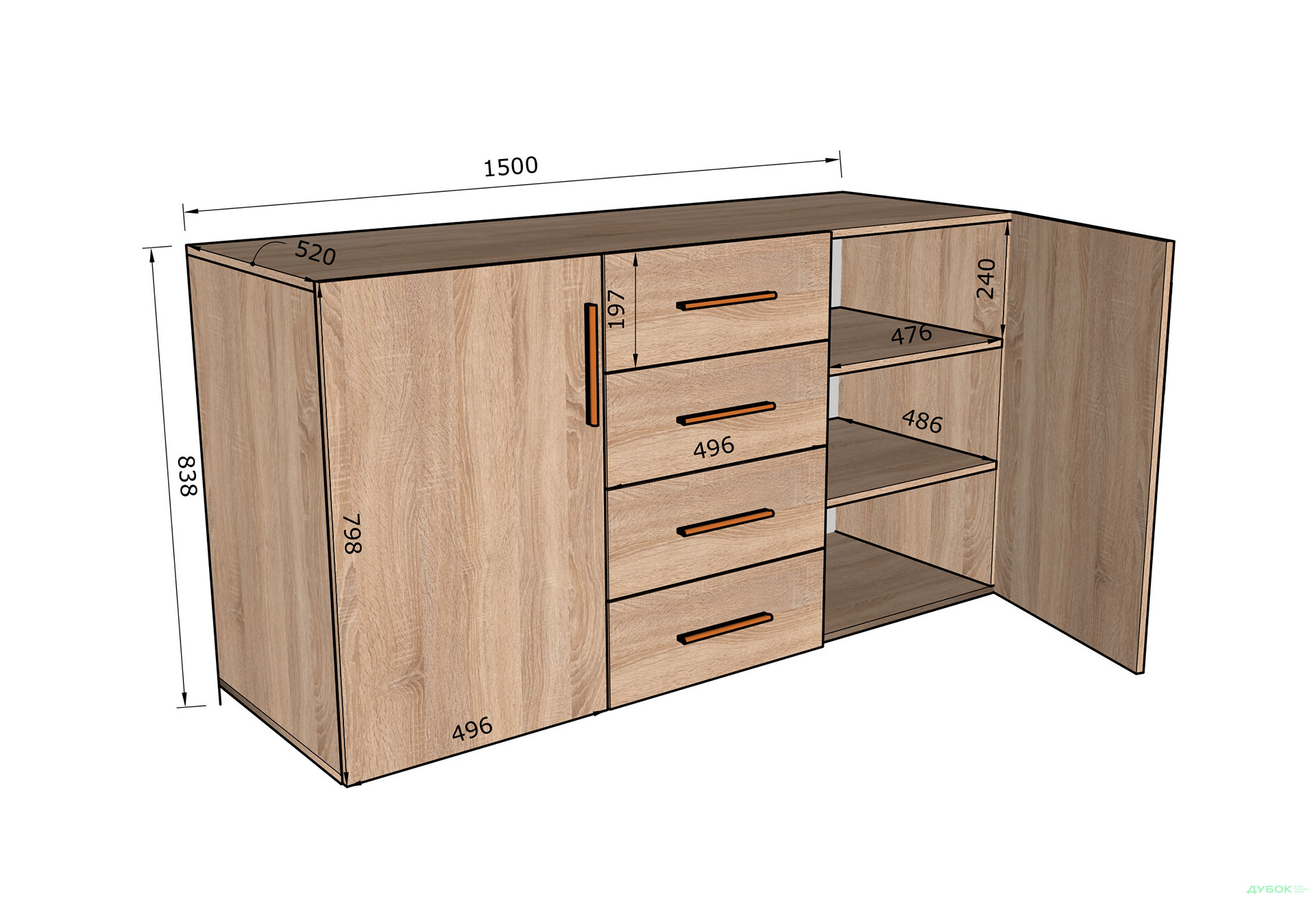 Изображение 3 - Комод Moreli ST0004 с дверцами и ящиками 150 см, белый