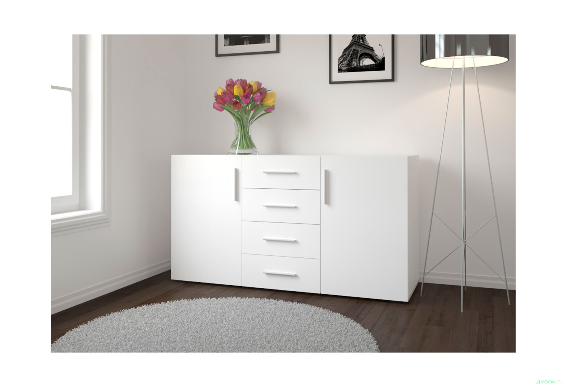 Изображение 2 - Комод Moreli ST0004 с дверцами и ящиками 150 см, белый