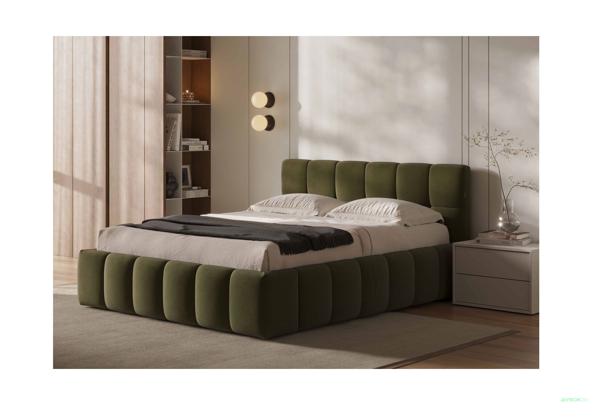 Ліжко-подіум MiroMark Тоні 160x200 підйомне з каркасом, оливка - Зображення 2 Зображення 2 - Ліжко-подіум MiroMark Тоні 160x200 підйомне з каркасом, оливка