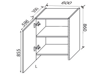 Верх 60ВВТ/860 1дв витяжка телескоп Pro Blum ліва Зображення Верх 60ВВТ/860 1дв витяжка телескоп Pro Blum ліва