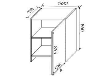 Верх 60ВВТ/860 1дв витяжка телескоп Pro Blum права Зображення Верх 60ВВТ/860 1дв витяжка телескоп Pro Blum права