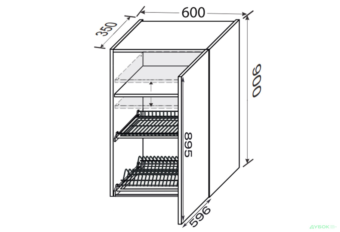 Зображення 2 - Верх 60ВС/900 1дв сушка Pro Blum+Rejs права Міленіум / Millenium Premium MiroMark