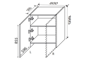 Верх 60ВВТ/860 1дв витяжка телескоп ліва Зображення Верх 60ВВТ/860 1дв витяжка телескоп ліва