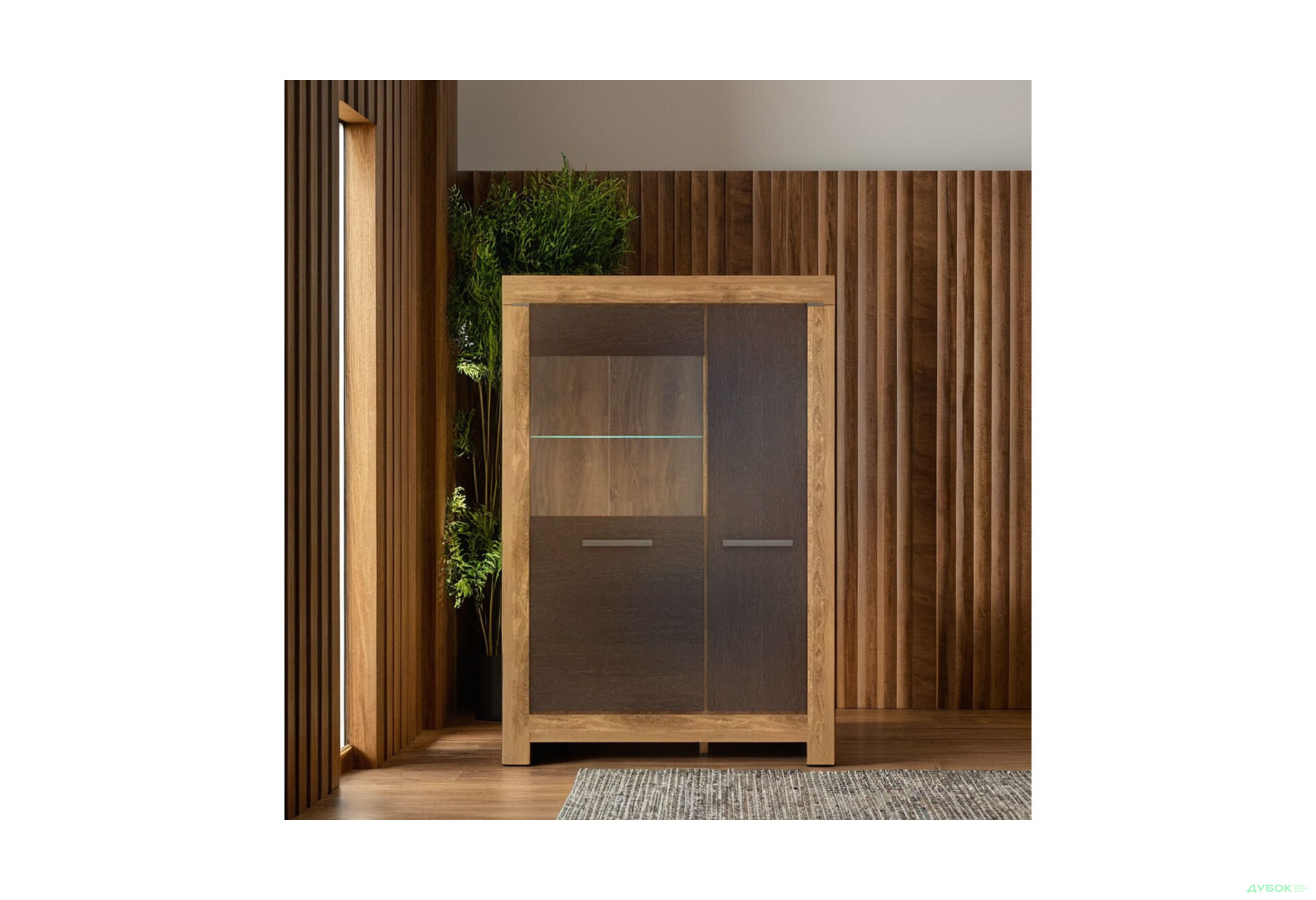 Комплект стінка з вітринами Гербор Белен 328 см Дуб ансберг темний/Дуб болотний коричневий - Зображення 2 Зображення 2 - Комплект стінка з вітринами Гербор Белен 328 см Дуб ансберг темний/Дуб болотний коричневий