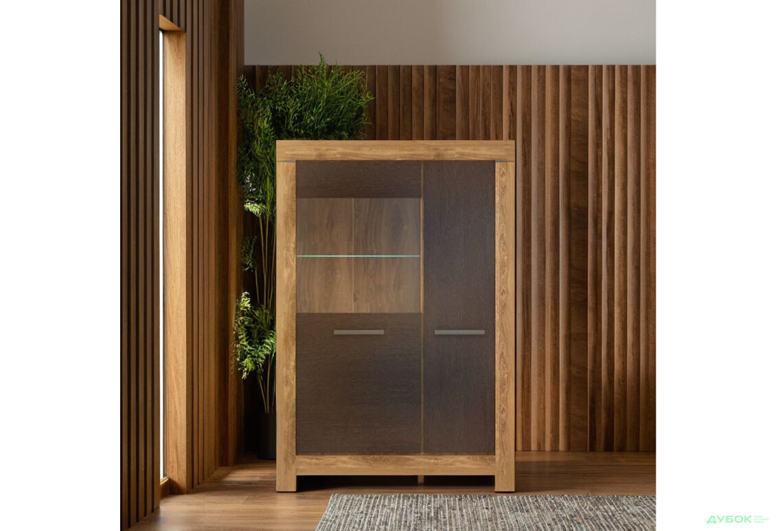 Комплект стінка з вітринами Гербор Белен 328 см Дуб ансберг темний/Дуб болотний коричневий - Зображення 2 Зображення 2 - Комплект стінка з вітринами Гербор Белен 328 см Дуб ансберг темний/Дуб болотний коричневий