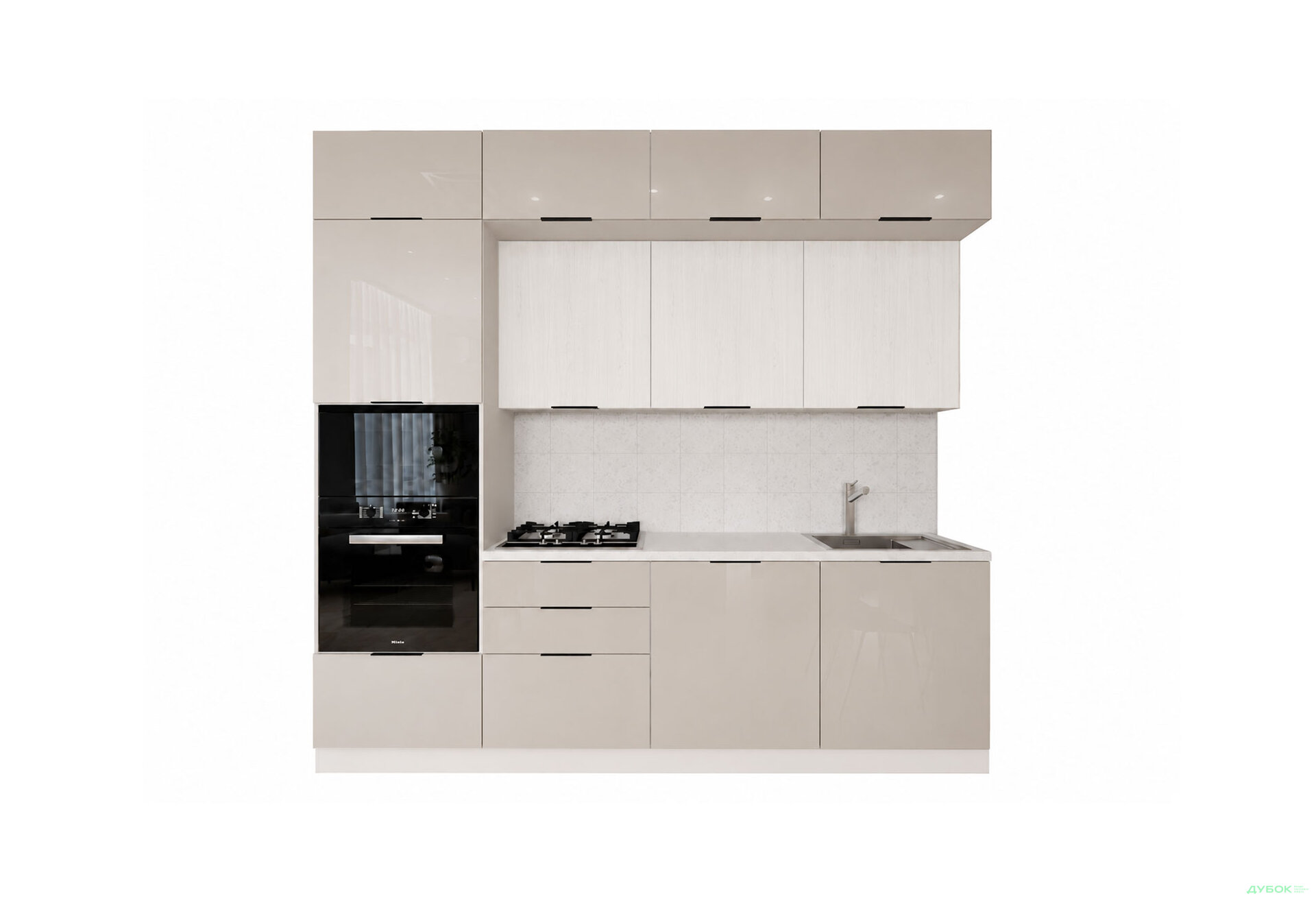 Зображення 3 - Кухня Діплос / Diplos Blum 240 см, альмонд Gloss / біле дерево