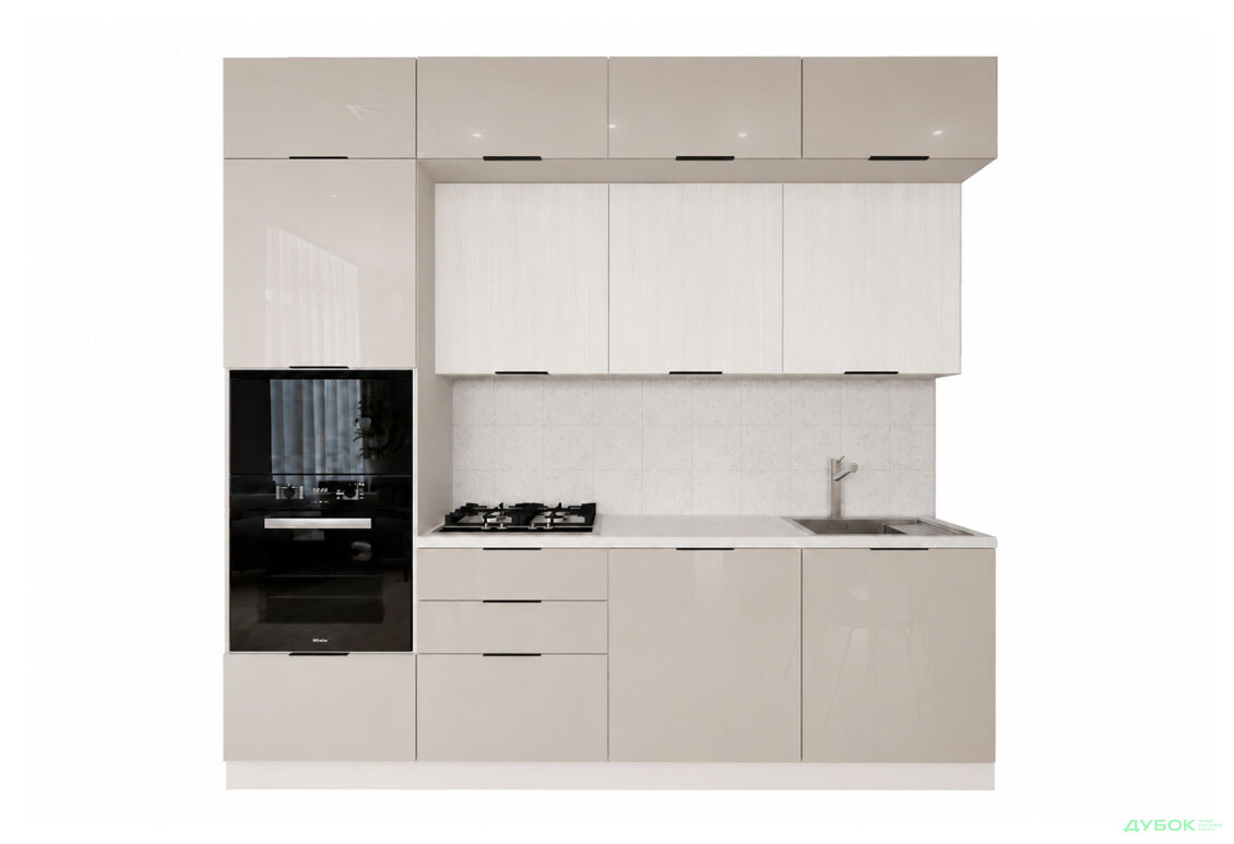 Зображення 3 - Кухня Діплос / Diplos Blum 240 см, альмонд Gloss / біле дерево