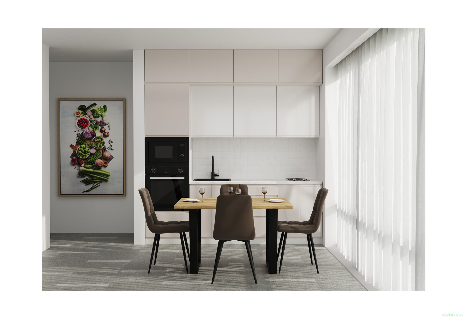 Зображення 2 - Кухня VIP-master Інтерно Глянець Люкс/ Interno Gloss Luxe 2.4 м, слонова кістка / беж глянець, молочний глянець
