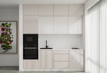 Кухня VIP-master Інтерно Глянець Люкс/ Interno Gloss Luxe 2.4 м, слонова кістка / беж глянець, молочний глянець