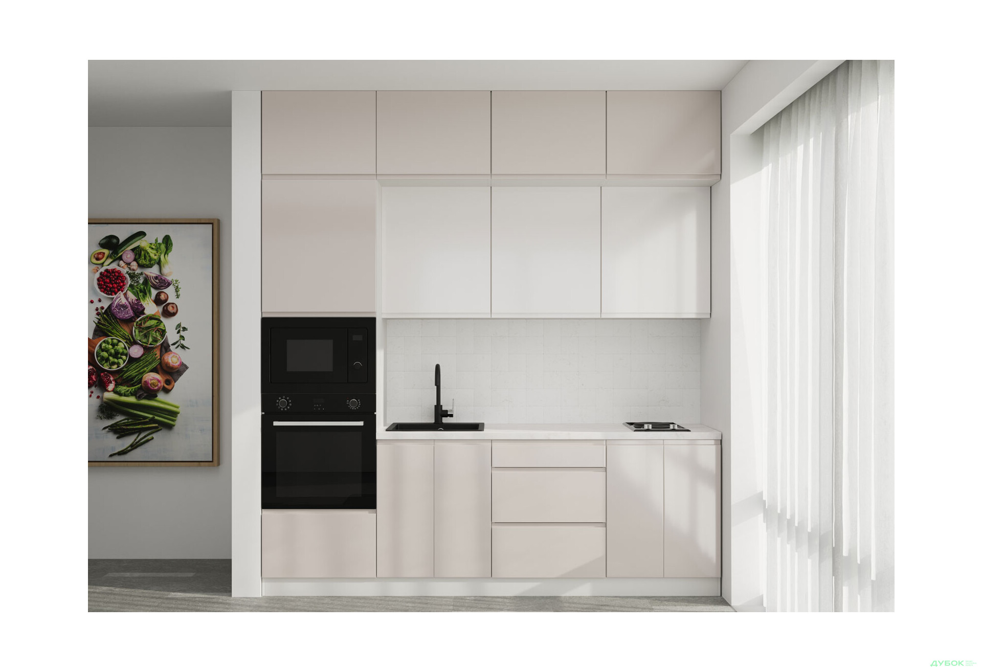 Зображення 1 - Кухня VIP-master Інтерно Глянець Люкс/ Interno Gloss Luxe 2.4 м, слонова кістка / беж глянець, молочний глянець