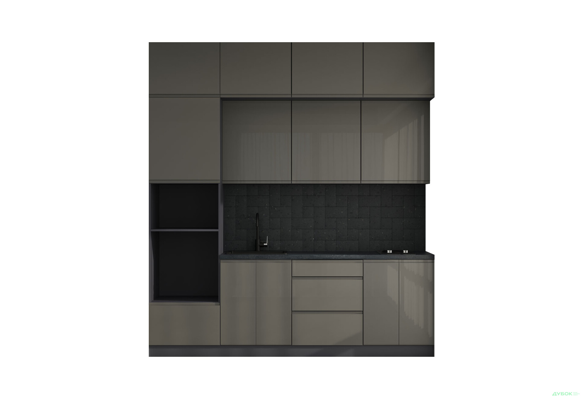 Зображення 3 - Кухня VIP-master Інтерно Глянець Люкс/ Interno Gloss Luxe 2.4 м, антрацит / темно сірий глянець