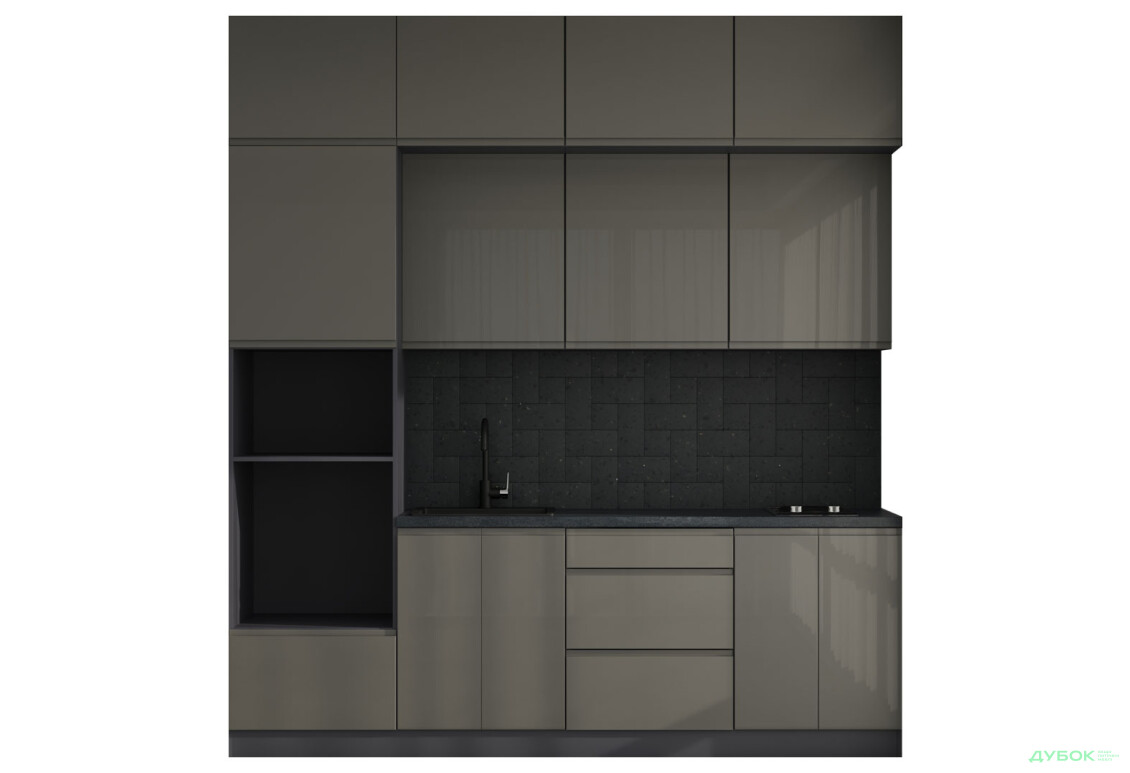 Кухня VIP-master Інтерно Глянець Люкс/ Interno Gloss Luxe 2.4 м, антрацит / темно сірий глянець - Зображення 3 Зображення 3 - Кухня VIP-master Інтерно Глянець Люкс/ Interno Gloss Luxe 2.4 м, антрацит / темно сірий глянець
