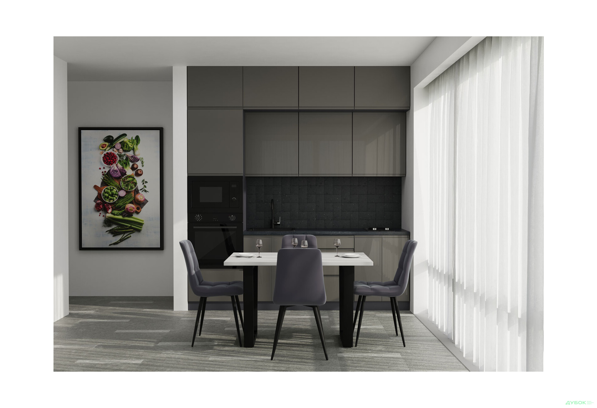 Зображення 2 - Кухня VIP-master Інтерно Глянець Люкс/ Interno Gloss Luxe 2.4 м, антрацит / темно сірий глянець