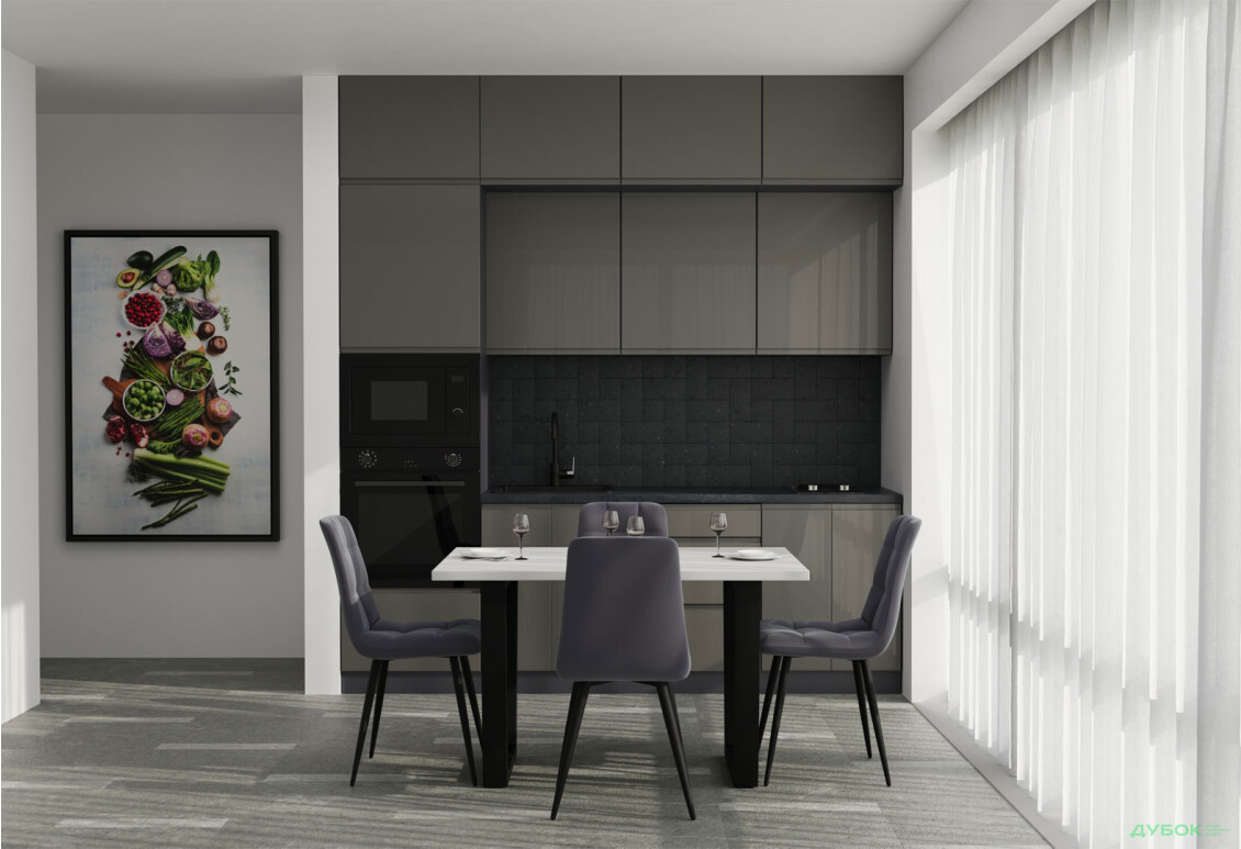 Кухня VIP-master Інтерно Глянець Люкс/ Interno Gloss Luxe 2.4 м, антрацит / темно сірий глянець - Зображення 2 Зображення 2 - Кухня VIP-master Інтерно Глянець Люкс/ Interno Gloss Luxe 2.4 м, антрацит / темно сірий глянець