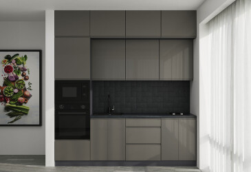 Кухня VIP-master Інтерно Глянець Люкс/ Interno Gloss Luxe 2.4 м, антрацит / темно сірий глянець
