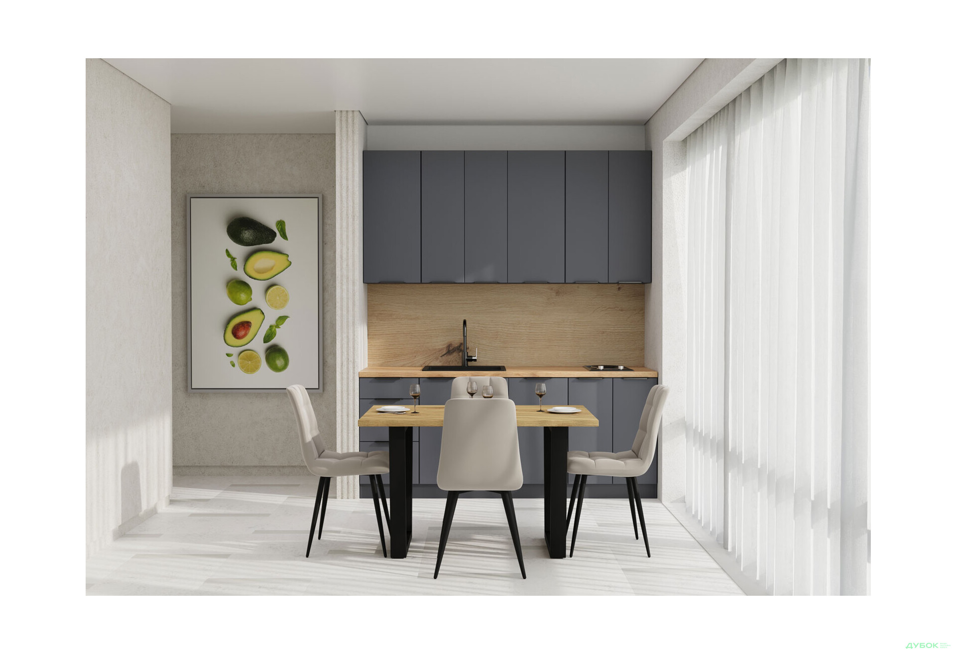 Кухня VIP-master Флет Люкс 2.0 м, антрацит / сірий мат - Зображення 2 Зображення 2 - Кухня VIP-master Флет Люкс 2.0 м, антрацит / сірий мат