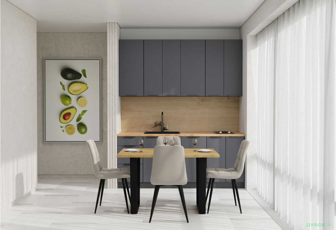 Кухня VIP-master Флет Люкс 2.0 м, антрацит / сірий мат - Зображення 2 Зображення 2 - Кухня VIP-master Флет Люкс 2.0 м, антрацит / сірий мат