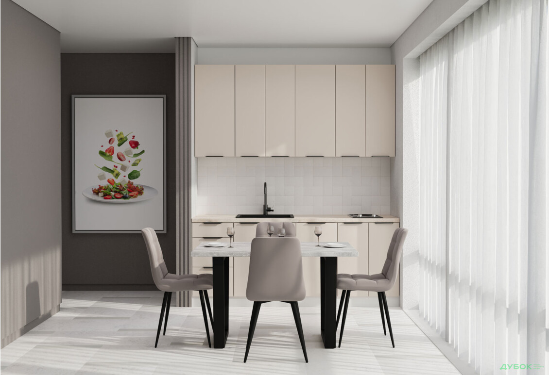 Кухня VIP-master Флет Люкс 2.0 м, беж мат - Зображення 2 Зображення 2 - Кухня VIP-master Флет Люкс 2.0 м, беж мат