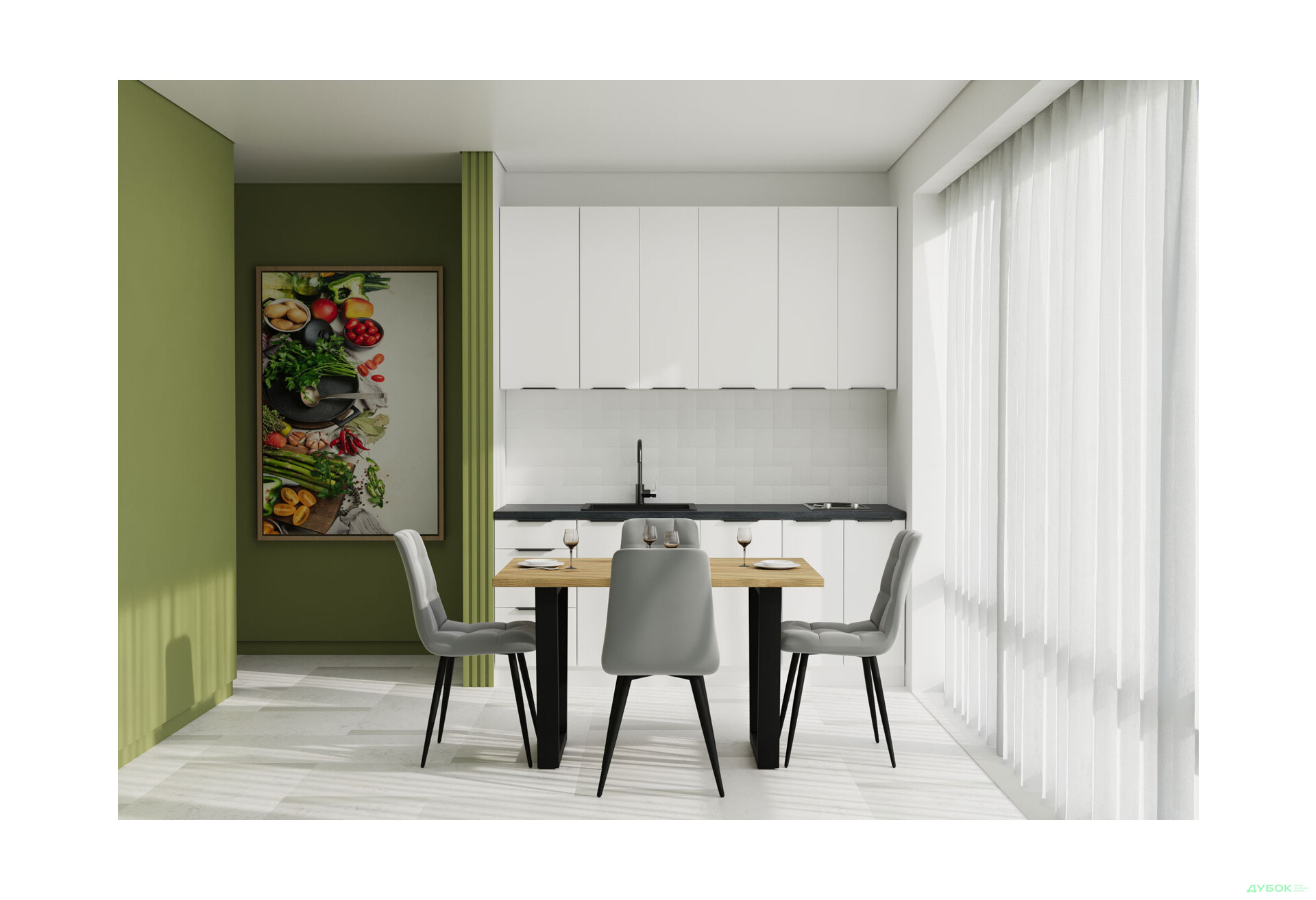 Кухня VIP-master Флет Люкс 2.0 м, білий / білий мат - Зображення 2 Зображення 2 - Кухня VIP-master Флет Люкс 2.0 м, білий / білий мат