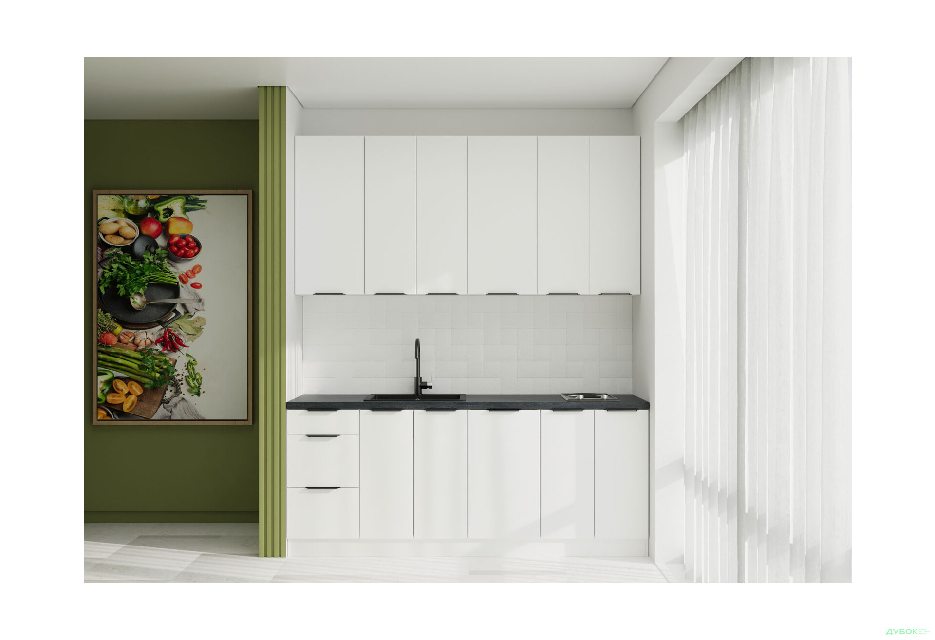 Кухня VIP-master Флет Люкс 2.0 м, білий / білий мат - Зображення 1 Зображення 1 - Кухня VIP-master Флет Люкс 2.0 м, білий / білий мат