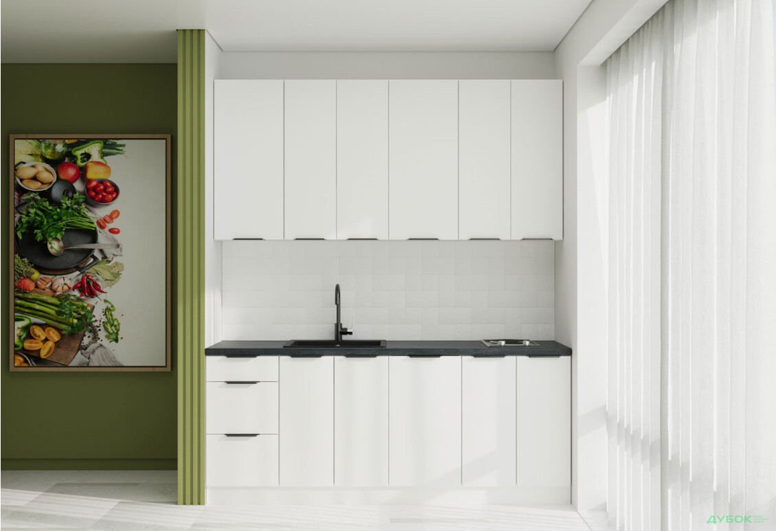 Кухня VIP-master Флет Люкс 2.0 м, білий / білий мат - Зображення 1 Зображення 1 - Кухня VIP-master Флет Люкс 2.0 м, білий / білий мат