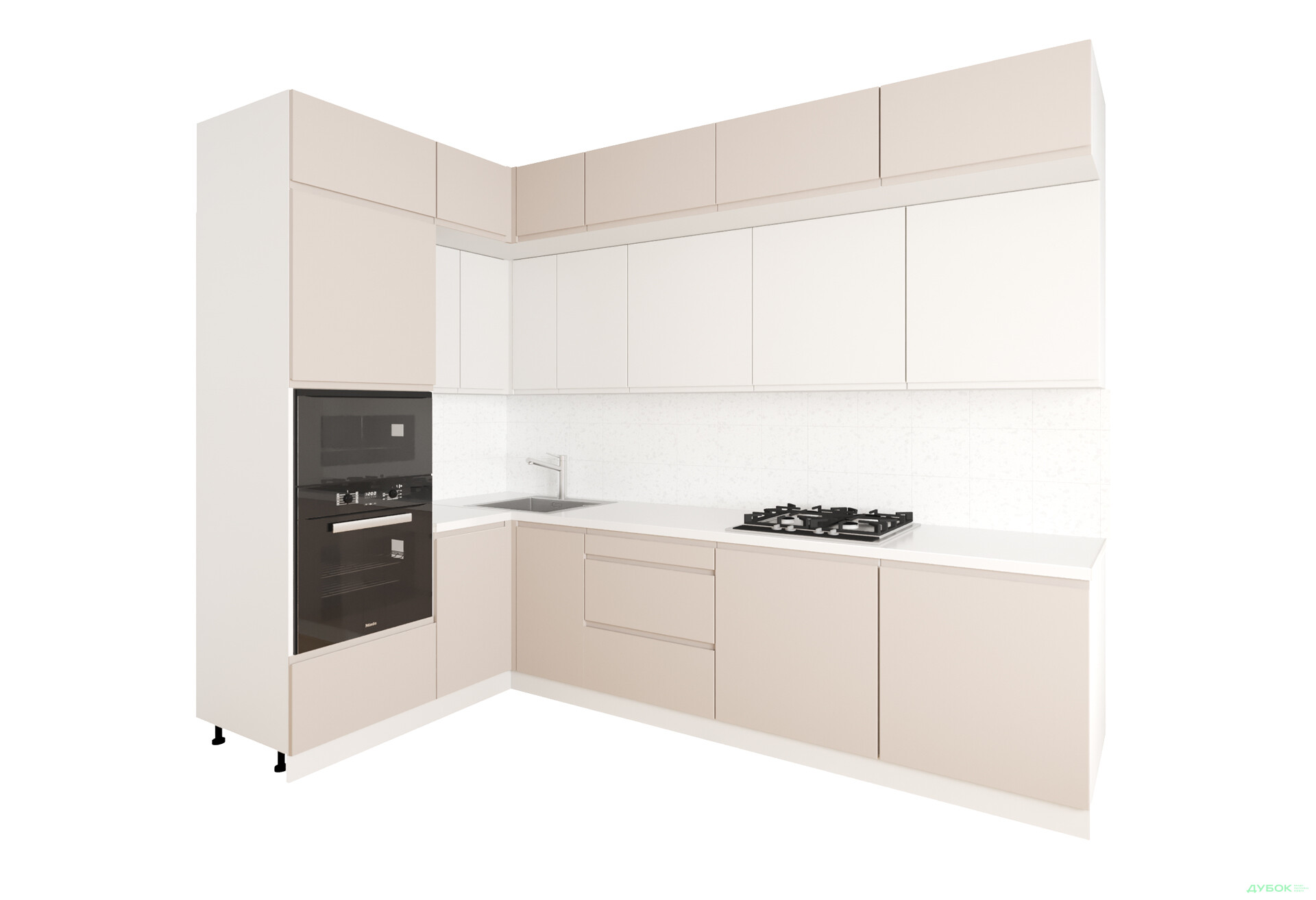 Кухня кутова VIP-master Інтерно Люкс / Interno Luxe 160х280 см, беж мат / молочний - Зображення 2 Зображення 2 - Кухня кутова VIP-master Інтерно Люкс / Interno Luxe 160х280 см, беж мат / молочний