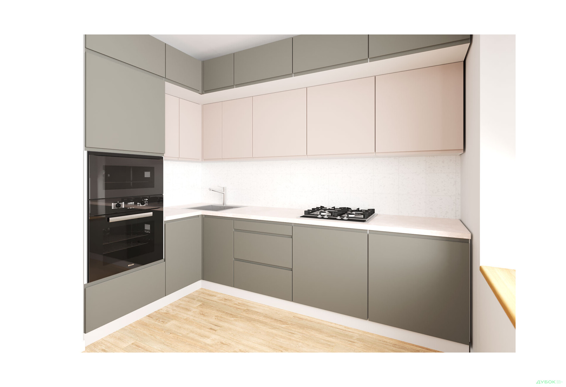 Кухня кутова VIP-master Інтерно Люкс / Interno Luxe 160х280 см, темно-сірий мат / беж мат - Зображення 1 Зображення 1 - Кухня кутова VIP-master Інтерно Люкс / Interno Luxe 160х280 см, темно-сірий мат / беж мат