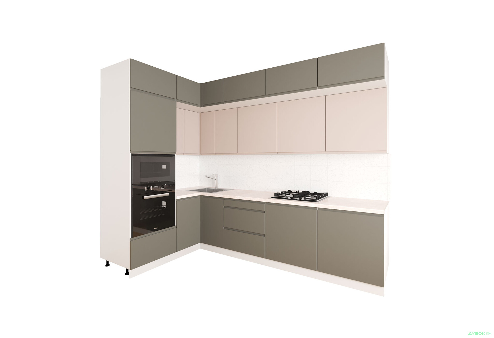 Кухня кутова VIP-master Інтерно Люкс / Interno Luxe 160х280 см, темно-сірий мат / беж мат - Зображення 2 Зображення 2 - Кухня кутова VIP-master Інтерно Люкс / Interno Luxe 160х280 см, темно-сірий мат / беж мат