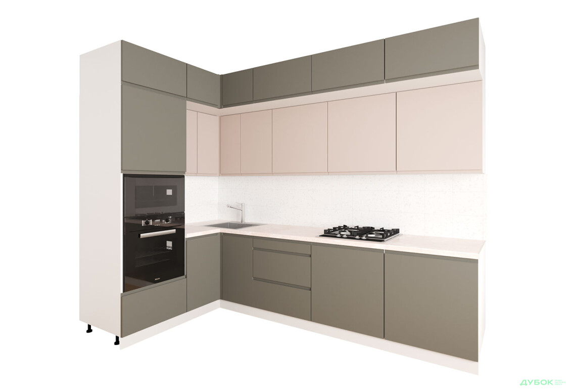 Кухня кутова VIP-master Інтерно Люкс / Interno Luxe 160х280 см, темно-сірий мат / беж мат - Зображення 2 Зображення 2 - Кухня кутова VIP-master Інтерно Люкс / Interno Luxe 160х280 см, темно-сірий мат / беж мат