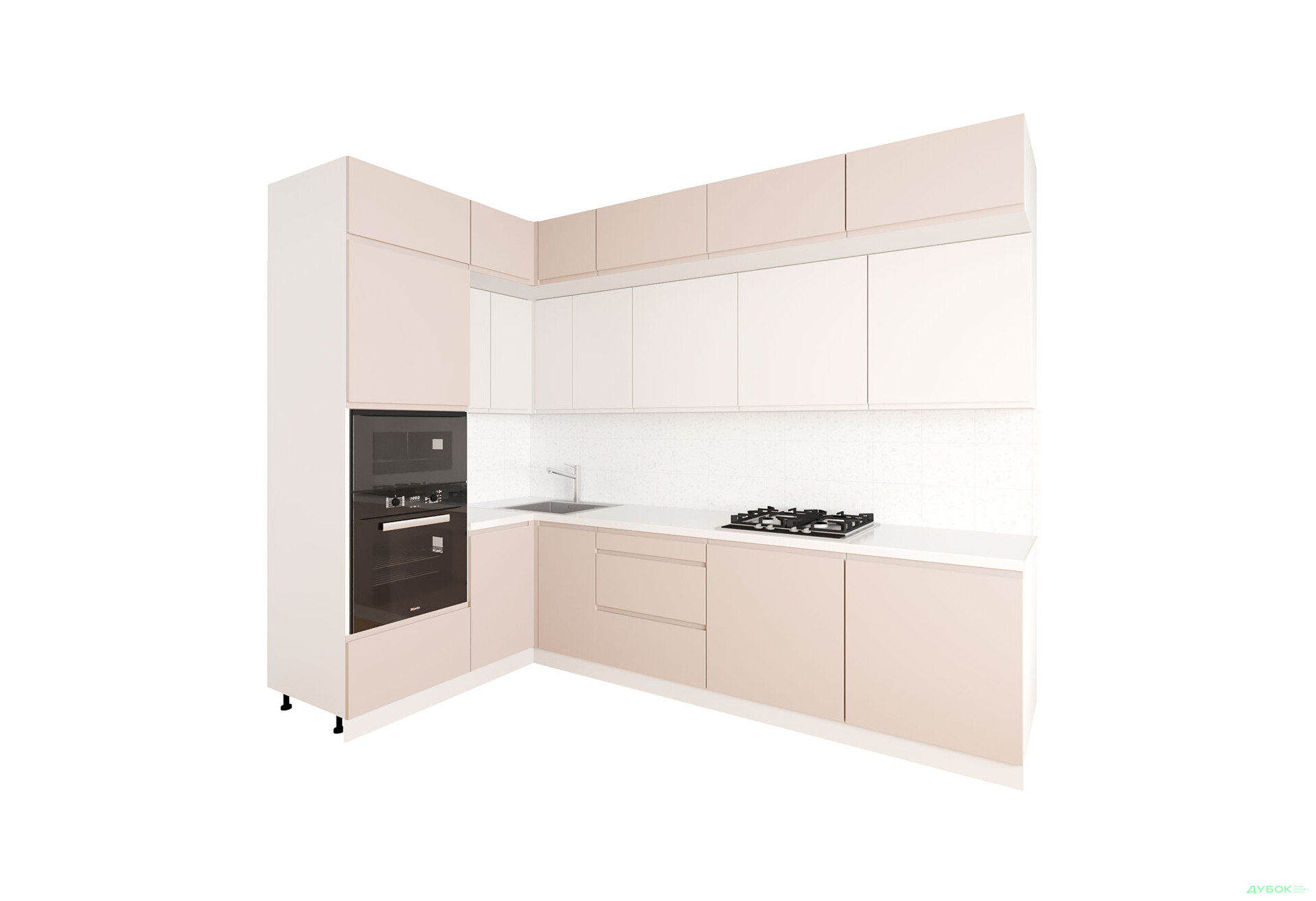 Кухня кутова VIP-master Інтерно Люкс / Interno Luxe 160х280 см, беж мат / білий мат - Зображення 2 Зображення 2 - Кухня кутова VIP-master Інтерно Люкс / Interno Luxe 160х280 см, беж мат / білий мат