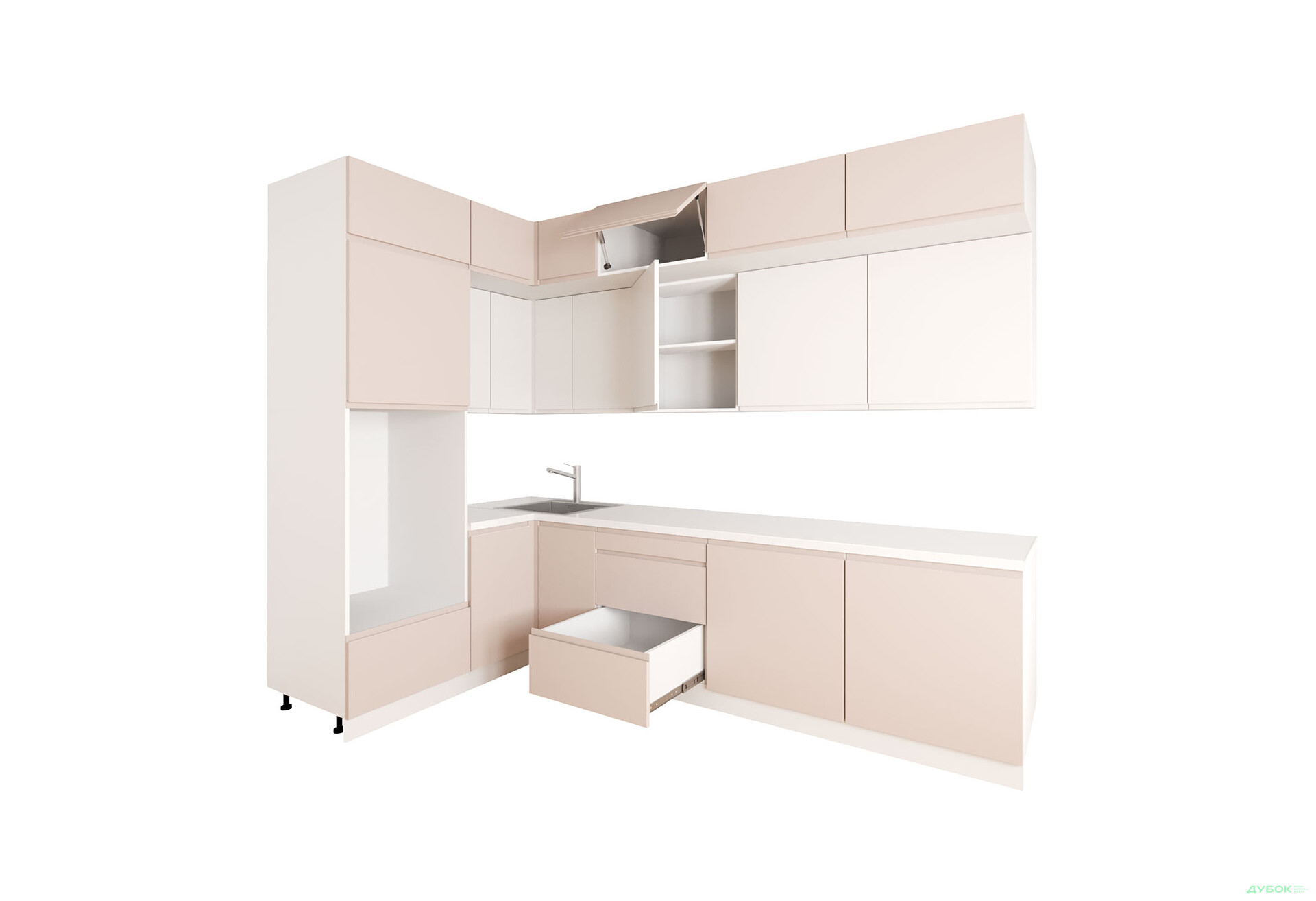 Кухня кутова VIP-master Інтерно Люкс / Interno Luxe 160х280 см, беж мат / білий мат - Зображення 3 Зображення 3 - Кухня кутова VIP-master Інтерно Люкс / Interno Luxe 160х280 см, беж мат / білий мат