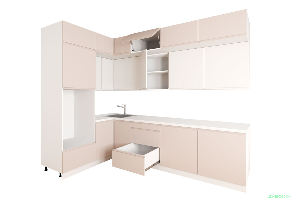 Кухня кутова VIP-master Інтерно Люкс / Interno Luxe 160х280 см, беж мат / білий мат - Зображення 3 Зображення 3 - Кухня кутова VIP-master Інтерно Люкс / Interno Luxe 160х280 см, беж мат / білий мат