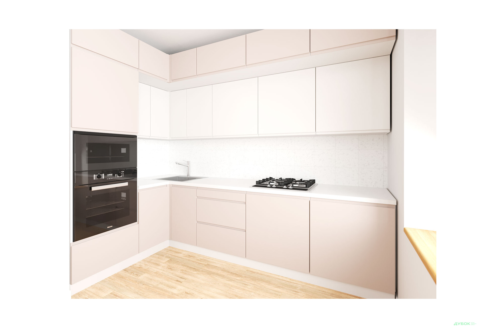 Кухня кутова VIP-master Інтерно Люкс / Interno Luxe 160х280 см, беж мат / білий мат - Зображення 1 Зображення 1 - Кухня кутова VIP-master Інтерно Люкс / Interno Luxe 160х280 см, беж мат / білий мат