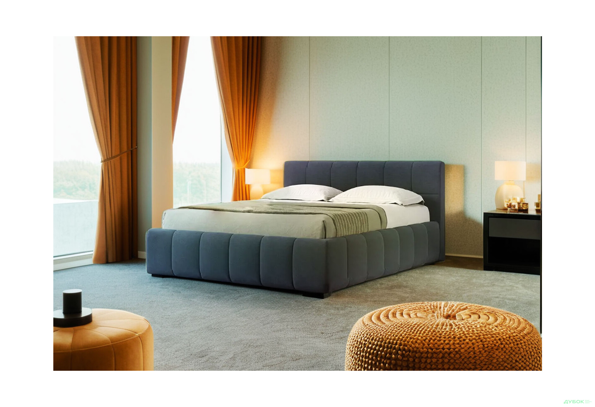 Ліжко-подіум MiroMark Тоні 160x200, синє - Зображення 2 Зображення 2 - Ліжко-подіум MiroMark Тоні 160x200, синє