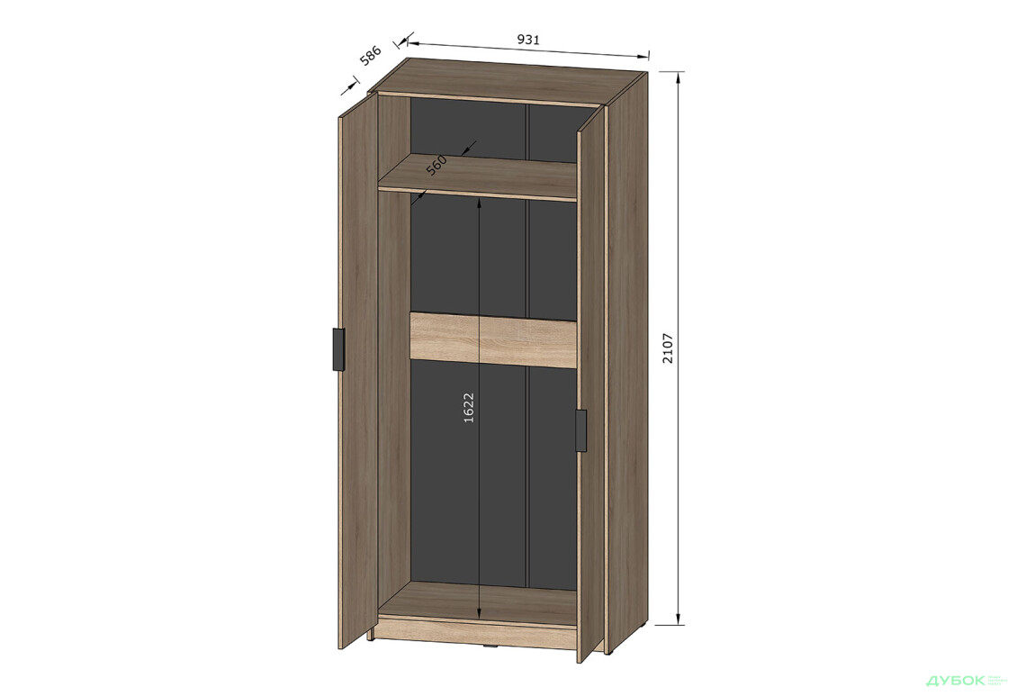 Шафа Moreli F-0012 Forte / Форте, 93 см дуб аппалачі - Зображення 4 Зображення 4 - Шафа Moreli F-0012 Forte / Форте, 93 см дуб аппалачі