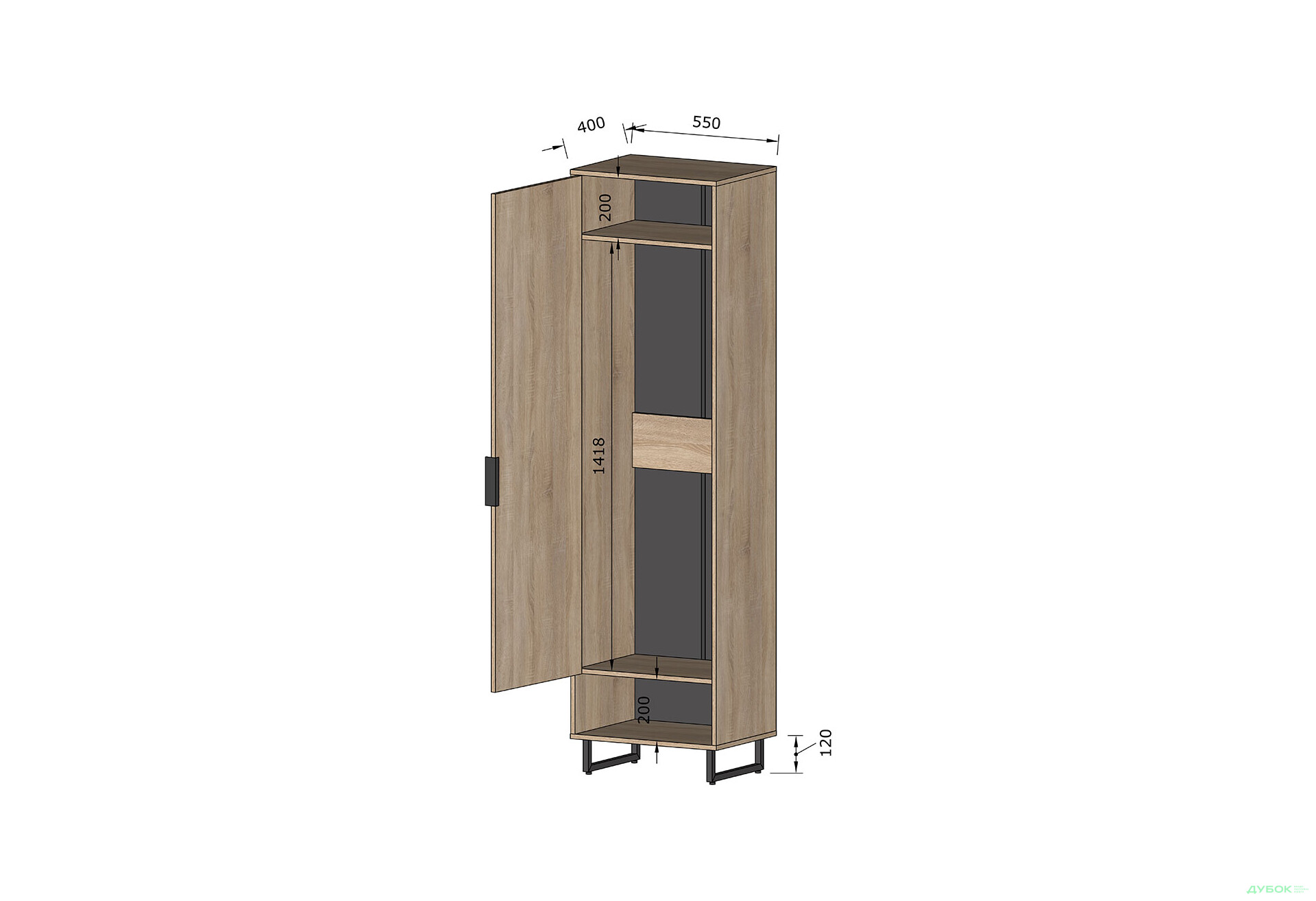 Зображення 5 - Шафа Moreli F-0005 Forte / Форте, 55 см дуб аппалачі