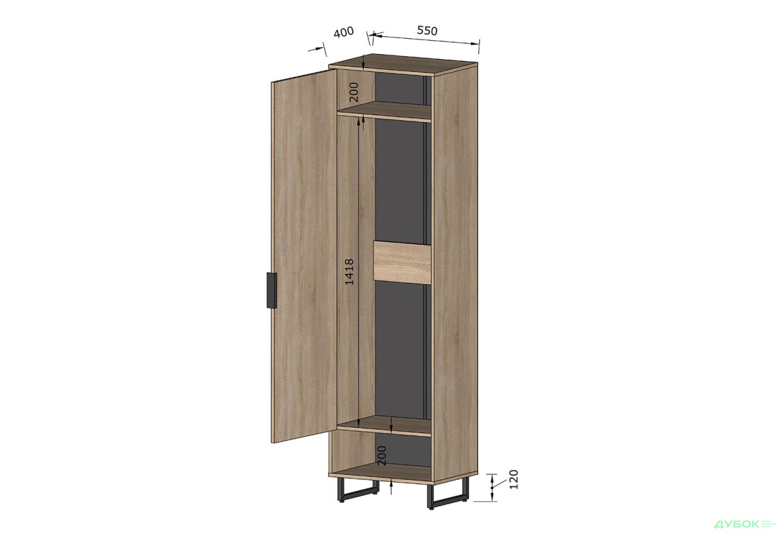 Зображення 5 - Шафа Moreli F-0005 Forte / Форте, 55 см дуб аппалачі