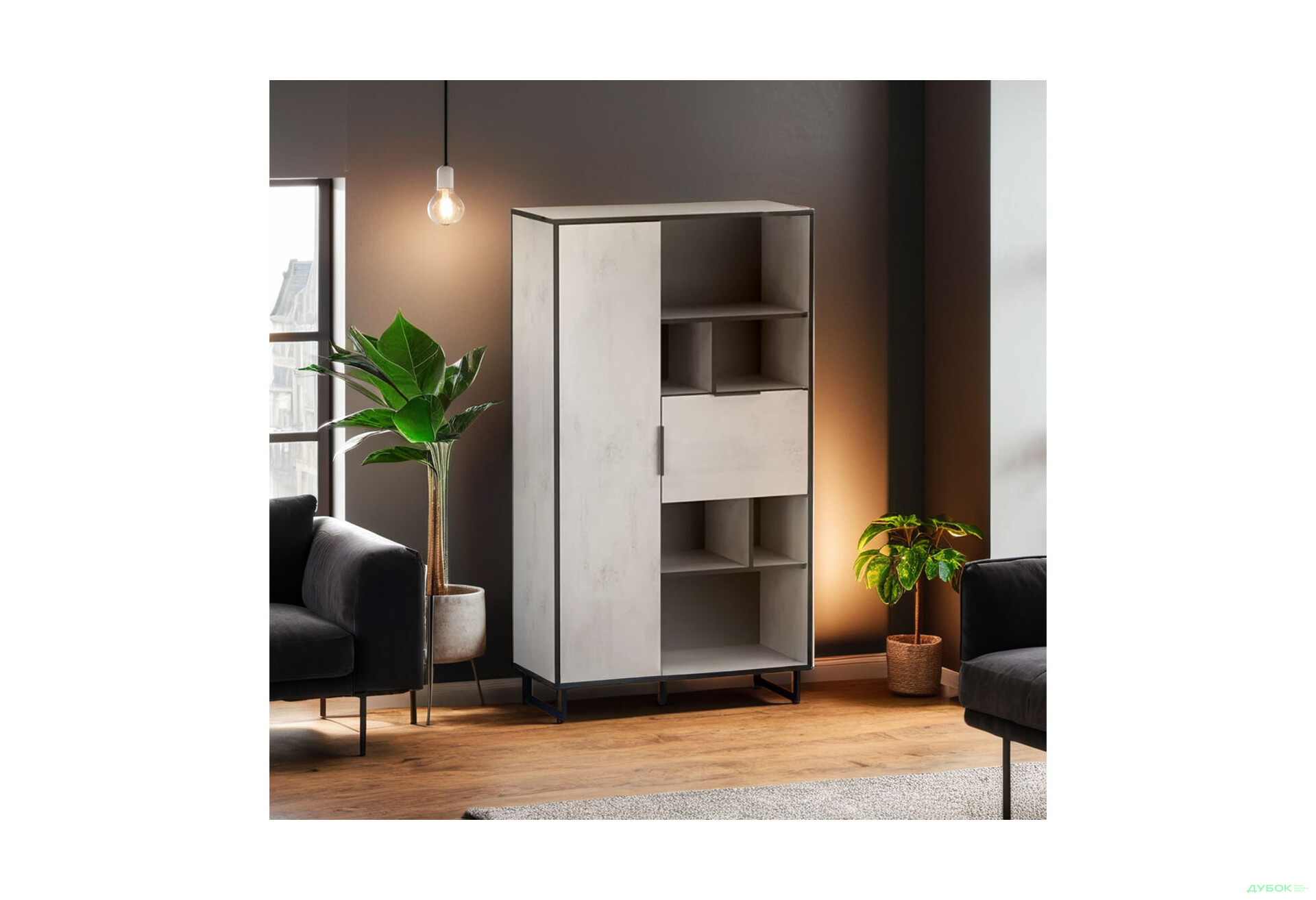 Изображение 2 - Стеллаж комби Moreli F-0006 Forte / Форте, 90 см бетон тефра