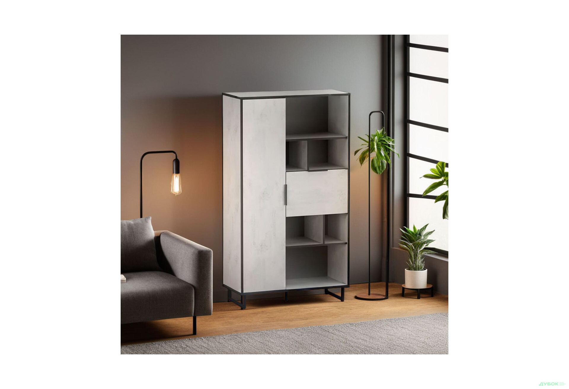Изображение 3 - Стеллаж комби Moreli F-0006 Forte / Форте, 90 см бетон тефра