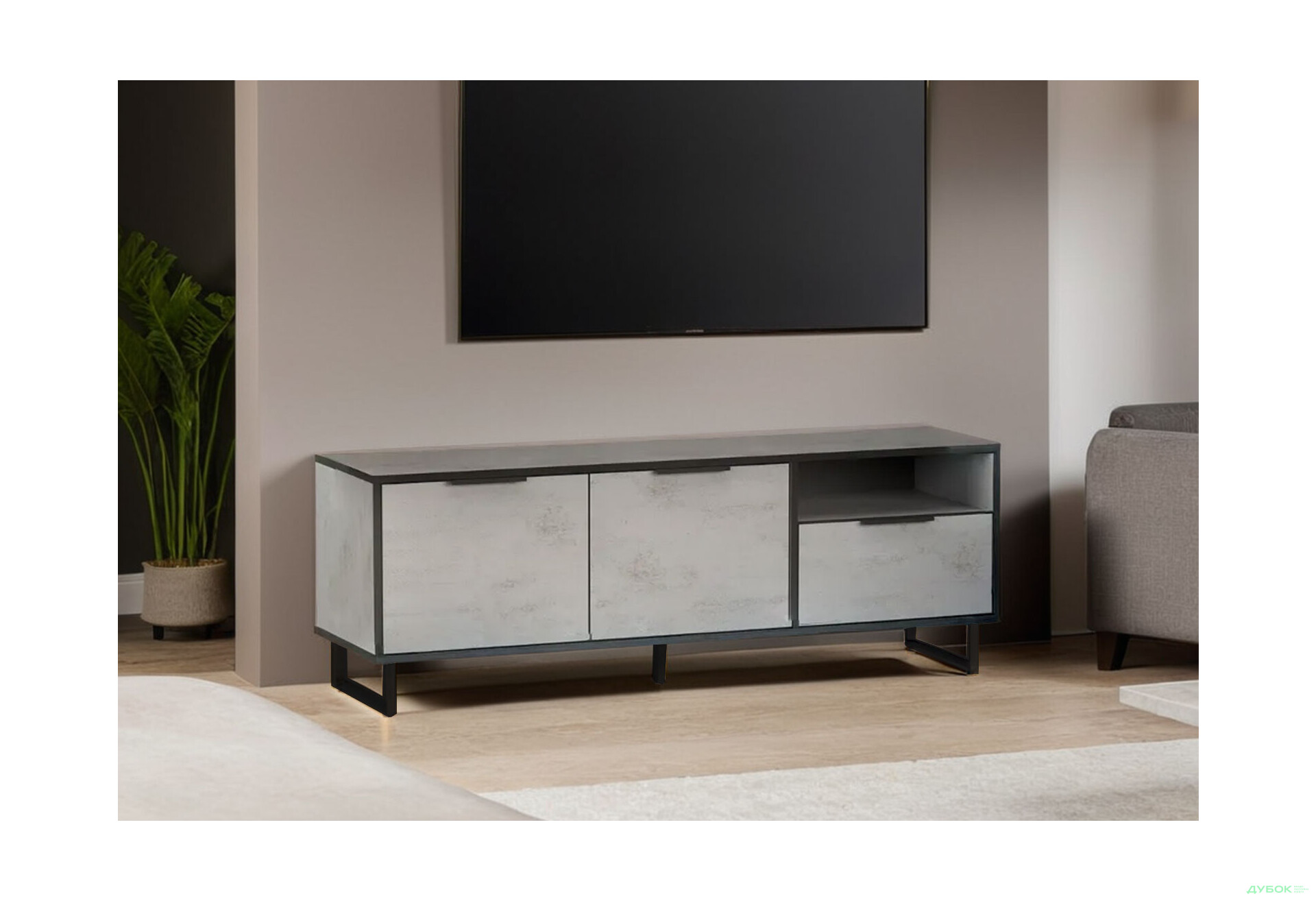 ТВ тумба Moreli F-0007 Forte / Форте, 140 см бетон тефра - Зображення 3 Зображення 3 - ТВ тумба Moreli F-0007 Forte / Форте, 140 см бетон тефра