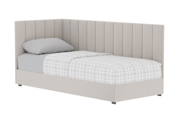 Ліжко-подіум Vika Перлина 90х200 см підйомне з матрацом, збірка ліва, беж (Malcolm 55)