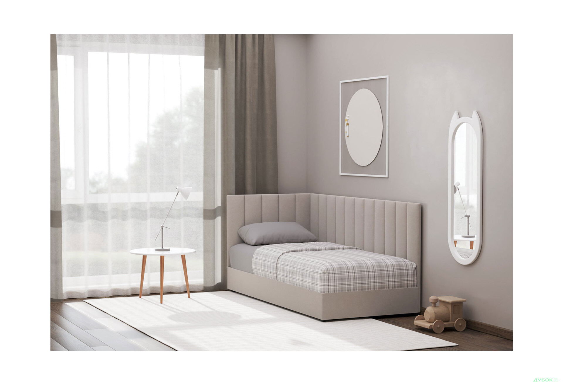 Ліжко-подіум Vika Перлина 90х200 см підйомне з матрацом, збірка ліва, беж (Malcolm 55) - Зображення 2 Зображення 2 - Ліжко-подіум Vika Перлина 90х200 см підйомне з матрацом, збірка ліва, беж (Malcolm 55)