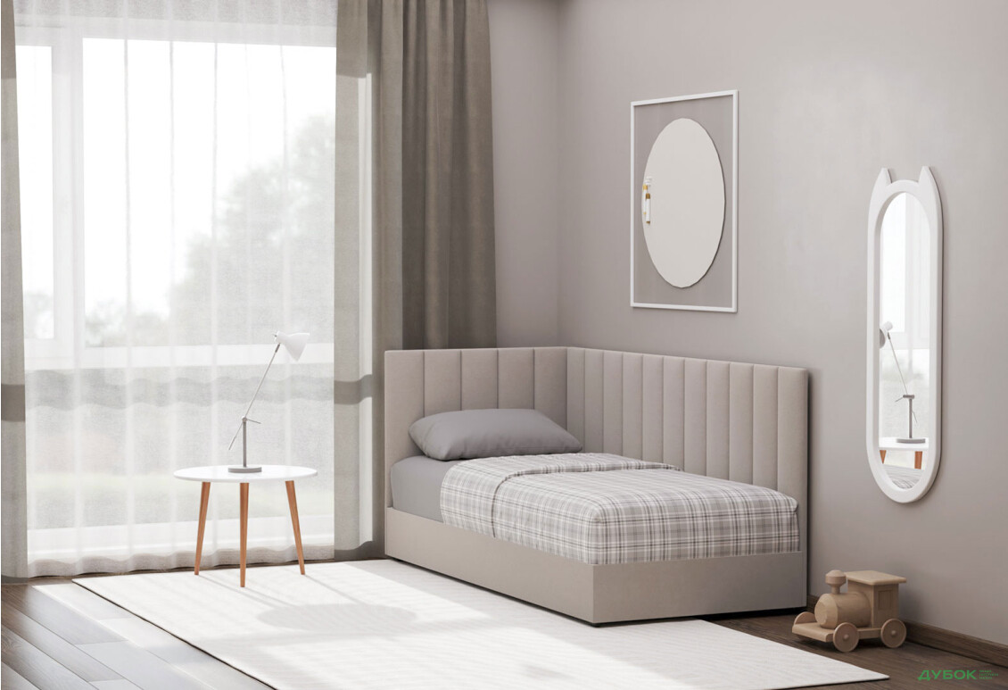 Ліжко-подіум Vika Перлина 90х200 см підйомне з матрацом, збірка ліва, беж (Malcolm 55) - Зображення 2 Зображення 2 - Ліжко-подіум Vika Перлина 90х200 см підйомне з матрацом, збірка ліва, беж (Malcolm 55)